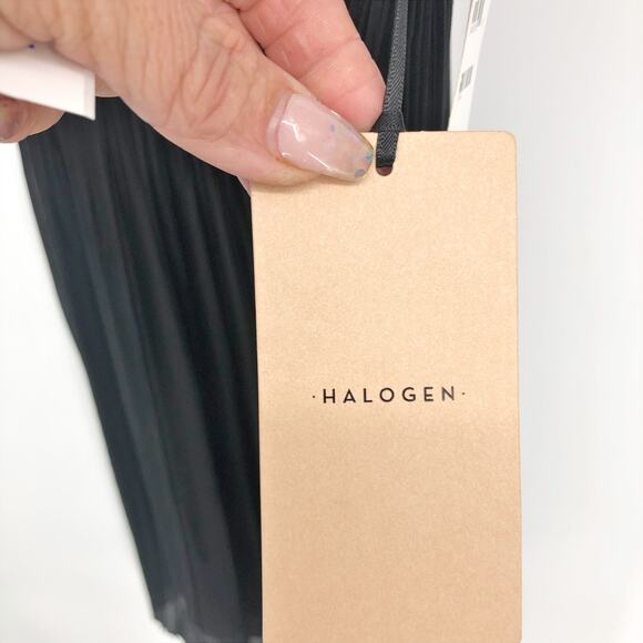 Halogen Womens Organza Shift Dress XS Black Sleeveless Pleated Keyhole Mini NWT - Picture 7 of 9